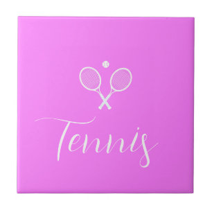 Tennis Rackets and Ball Deep Pink    Ceramic Tile