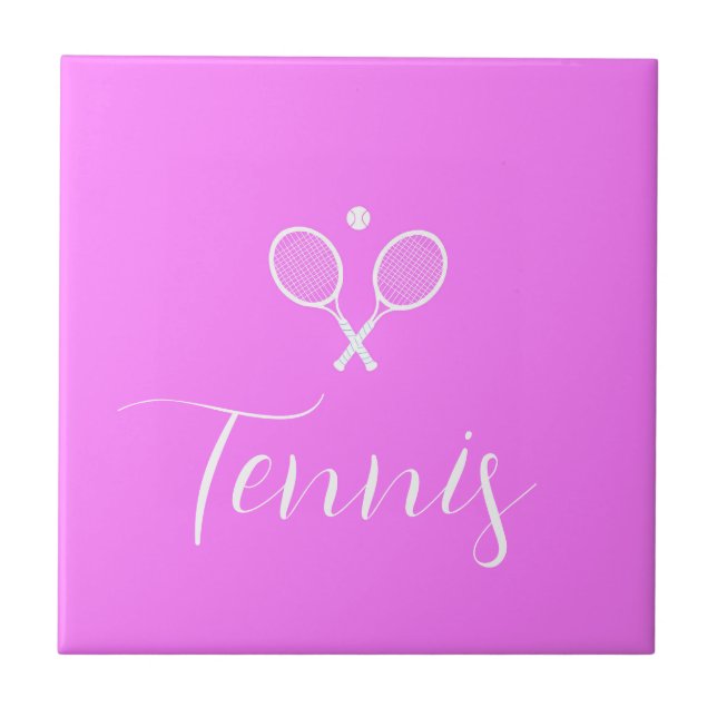 Tennis Rackets and Ball Deep Pink    Ceramic Tile (Front)