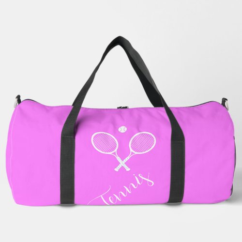 Tennis Rackets and Ball Deep Pink Custom Duffle Bag
