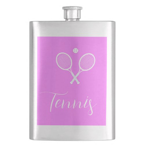 Tennis Rackets and Ball Deep Pink   Flask