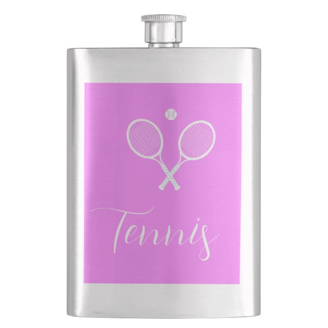 Tennis Rackets and Ball Deep Pink   Flask (Front)