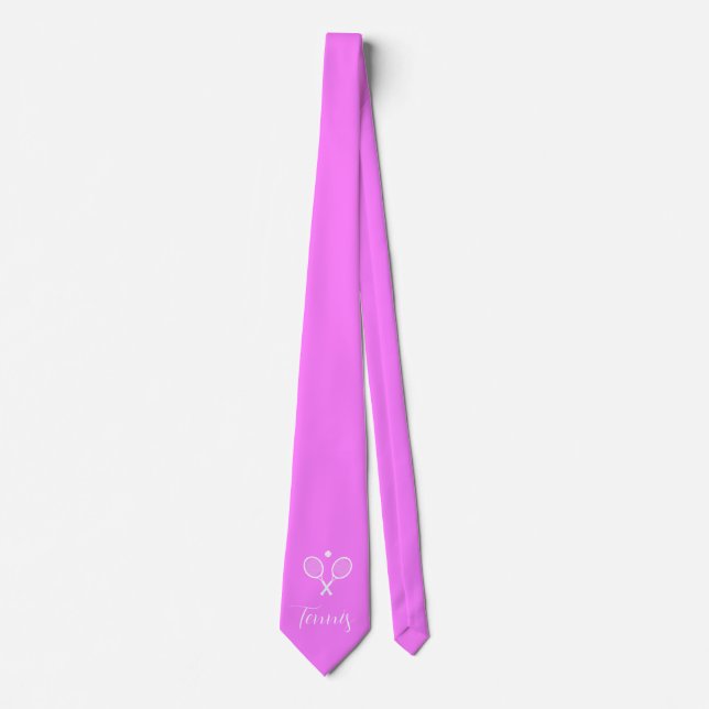 Tennis Rackets and Ball Deep Pink  Neck Tie (Front)