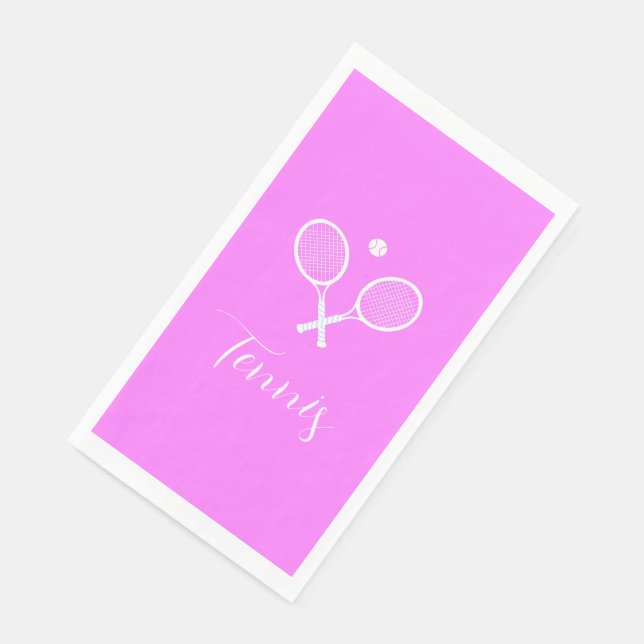 Tennis Rackets and Ball Deep Pink   Paper Guest Towels (Corner)