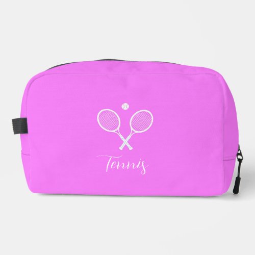 Tennis Rackets and Ball Deep Pink Personalized Dopp Kit