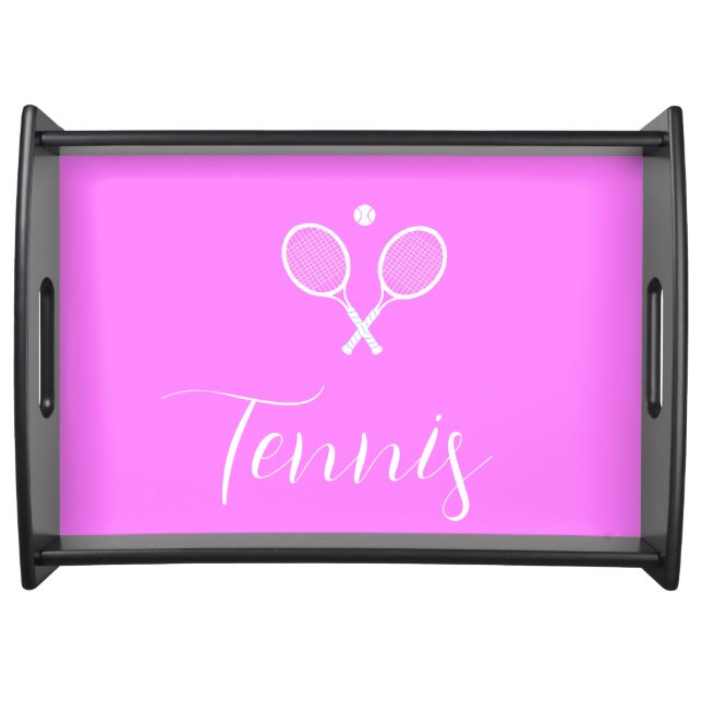 Tennis Rackets and Ball Deep Pink  Serving Tray (Front)