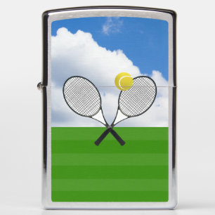 Tennis rackets and ball on the tennis court zippo lighter