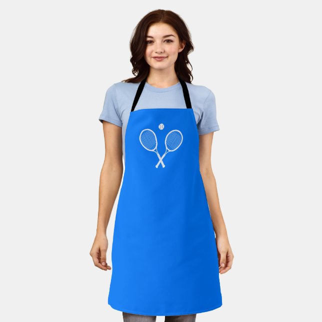 Tennis Rackets and Ball Party Blue Apron (Worn)