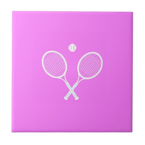 Tennis Rackets and Ball Party Pink   Ceramic Tile