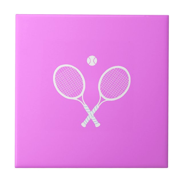 Tennis Rackets and Ball Party Pink   Ceramic Tile (Front)