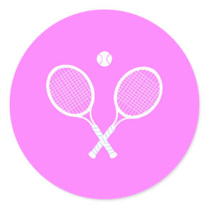 Tennis Rackets and Ball Party Pink  Classic Round Sticker