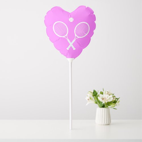 Tennis Rackets and Ball Party Pink Heart Balloon