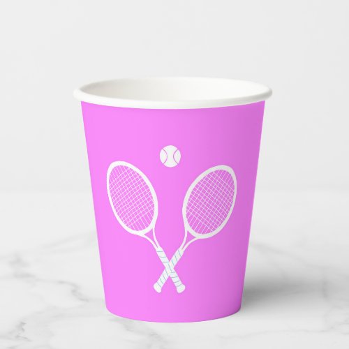 Tennis Rackets and Ball Party Pink Paper Cups