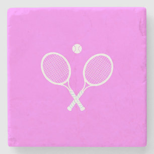 Tennis Rackets and Ball Party Pink   Stone Coaster