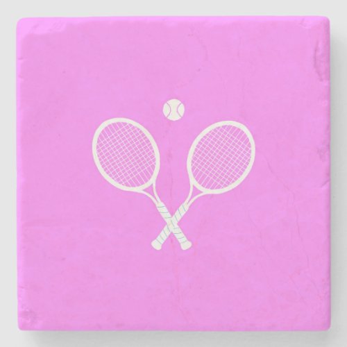 Tennis Rackets and Ball Party Pink   Stone Coaster