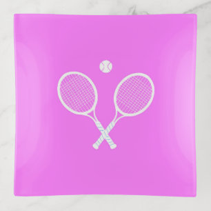 Tennis Rackets and Ball Party Pink Trinket Tray