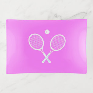 Tennis Rackets and Ball Party Pink Trinket Tray