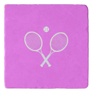 Tennis Rackets and Ball Party Pink  Trivet