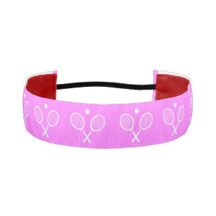 Tennis Rackets and Ball Pink Festive Athletic Headband