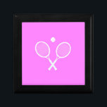 Tennis Rackets and Ball Pink  Gift Box<br><div class="desc">White Tennis Rackets. Active life motif. Magenta or deep pink background. Tennis lover gift.</div>