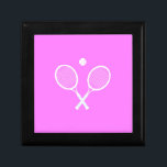 Tennis Rackets and Ball Pink  Gift Box<br><div class="desc">White Tennis Rackets. Active life motif. Magenta or deep pink background. Tennis lover gift.</div>