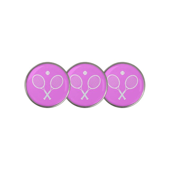 Tennis Rackets and Ball Pink    Golf Ball Marker (3 Up)
