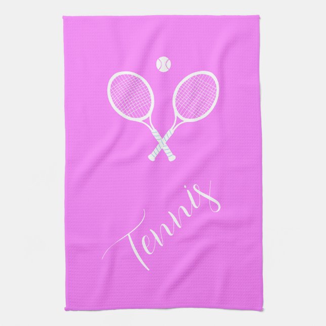 Tennis Rackets and Ball Pink Kitchen Towel (Vertical)