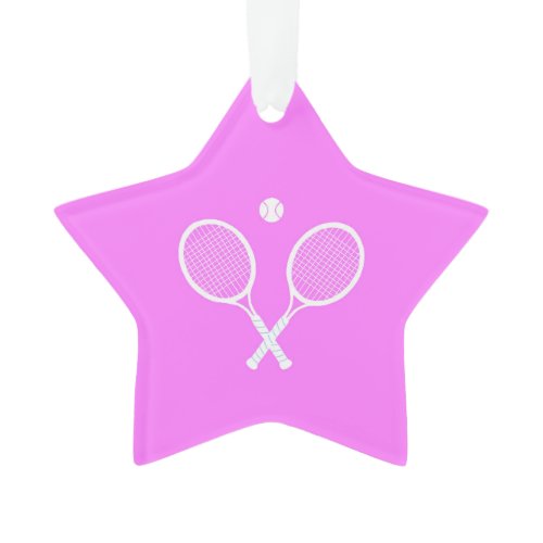 Tennis Rackets and Ball Pink Star Ornament