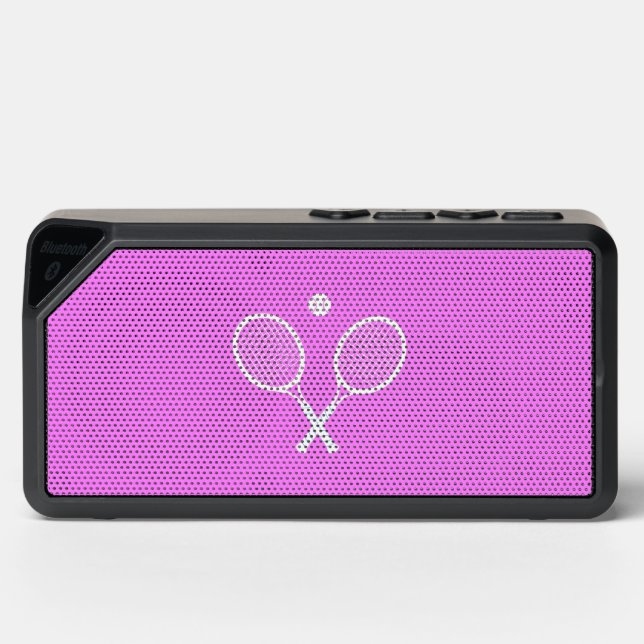 Tennis Rackets and Ball Pink Wellness Bluetooth Speaker (Front)