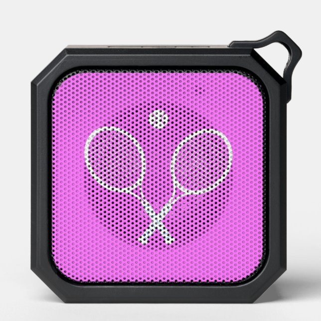 Tennis Rackets and Ball Pink Wellness Bluetooth Speaker (Front)