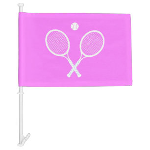Tennis Rackets and Ball Pink Wellness Car Flag