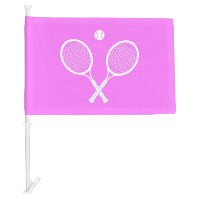 Tennis Rackets and Ball Pink Wellness Car Flag (Front)