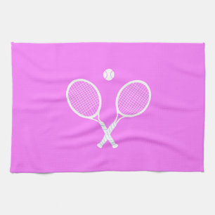 Tennis Rackets and Ball Pink Wellness Kitchen Towel