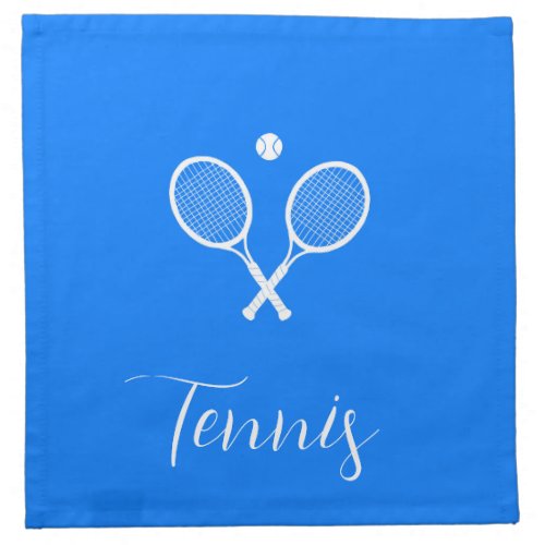Tennis Rackets and Ball Ultramarine Blue   Cloth Napkin