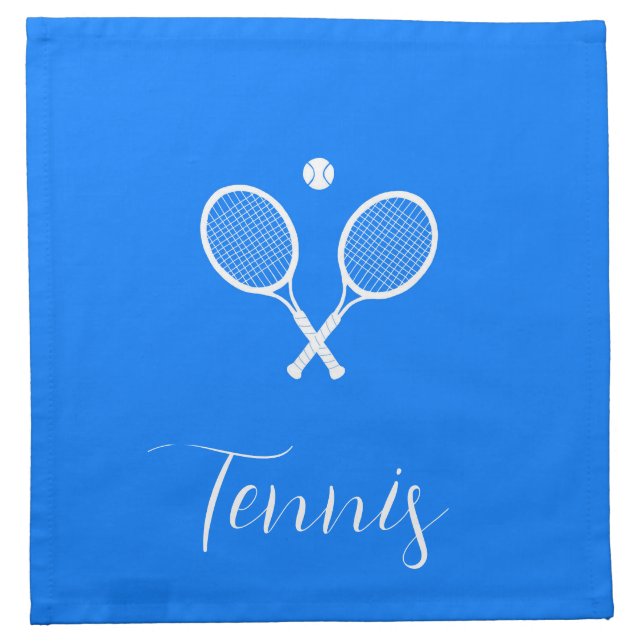 Tennis Rackets and Ball Ultramarine Blue   Cloth Napkin (Front)