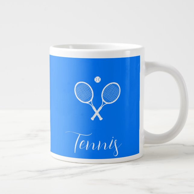 Tennis Rackets and Ball Ultramarine Blue  Giant Coffee Mug (Right)