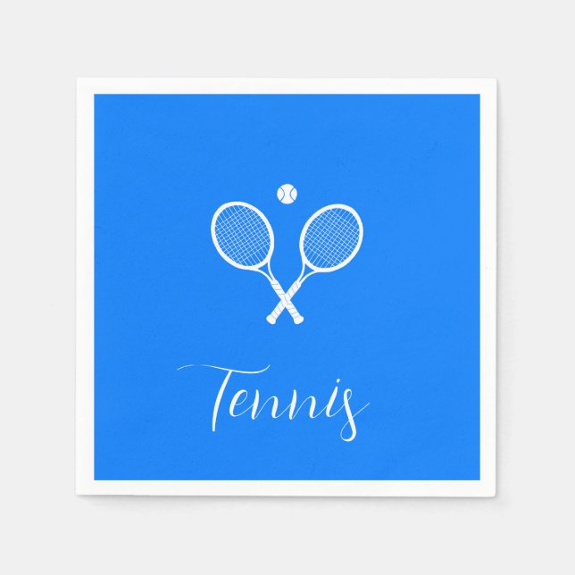Tennis Rackets and Ball Ultramarine Blue   Napkins (Front)