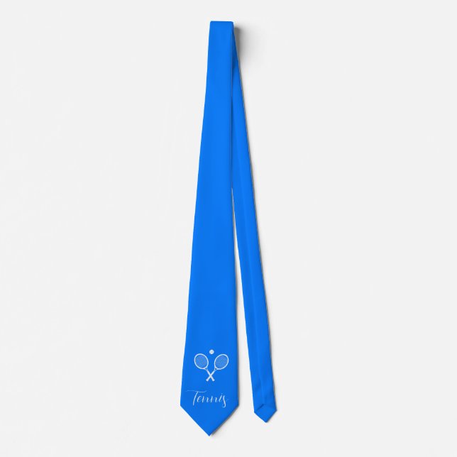 Tennis Rackets and Ball Ultramarine Blue Neck Tie (Front)