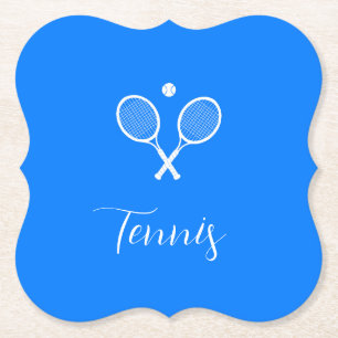 Tennis Rackets and Ball Ultramarine Blue  Paper Coaster