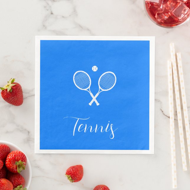 Tennis Rackets and Ball Ultramarine Blue  Paper Dinner Napkins (Insitu)