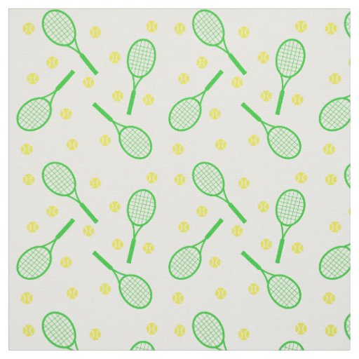 Tennis Rackets and Balls - green and yellow Fabric