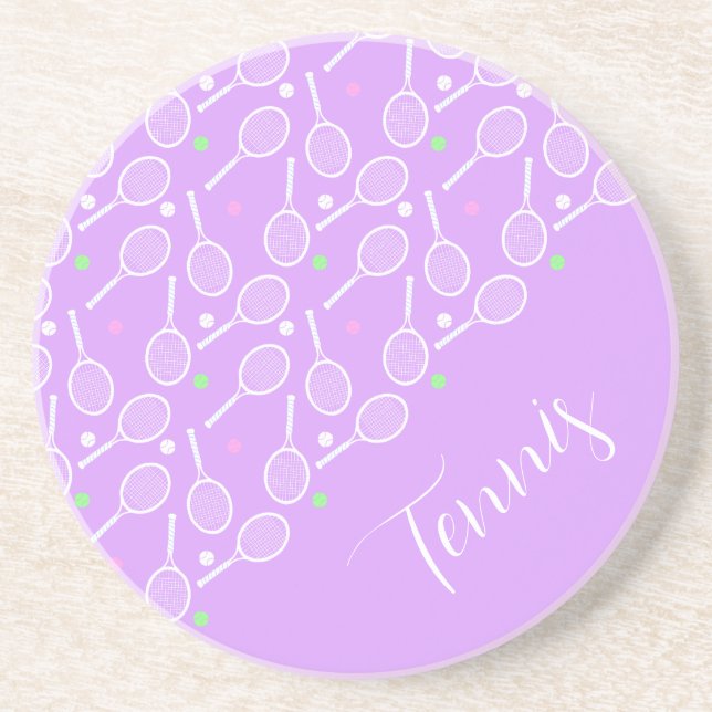 Tennis Rackets and Balls Lilac  Coaster (Front)