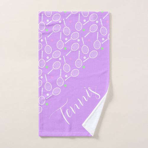 Tennis Rackets and Balls Lilac Hand Towel