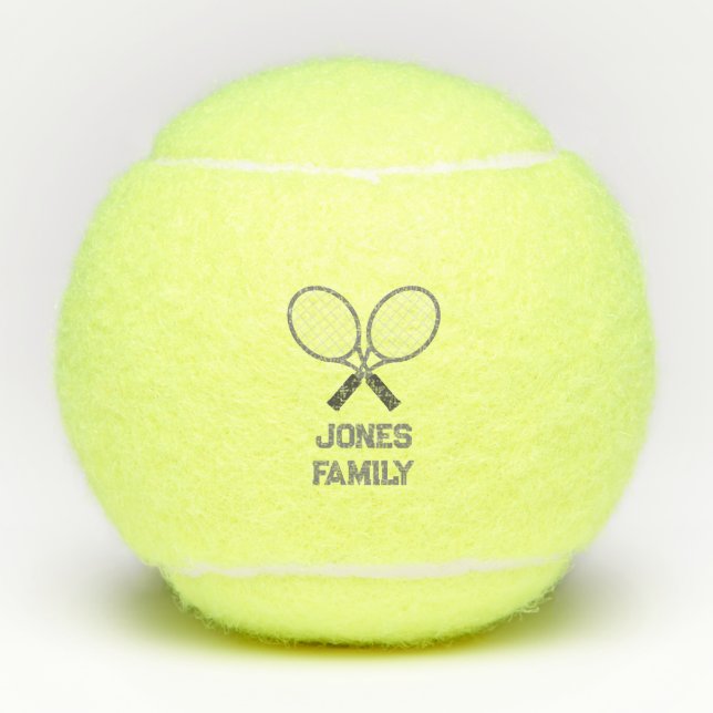 Tennis Rackets and Name Family Reunion Tennis Balls (Front)
