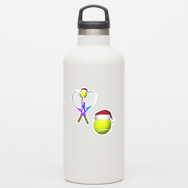 Tennis Rackets and Tennis Ball Christmas Sticker (Waterbottle)