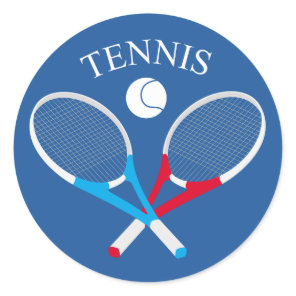 Tennis rackets and tennis ball classic round sticker
