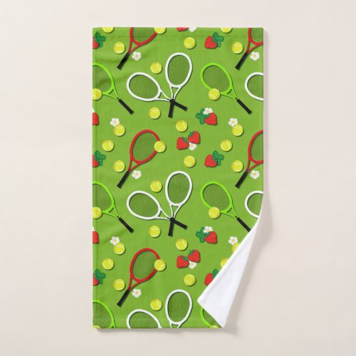 Tennis Rackets and Tennis Balls Patterned Hand Towel