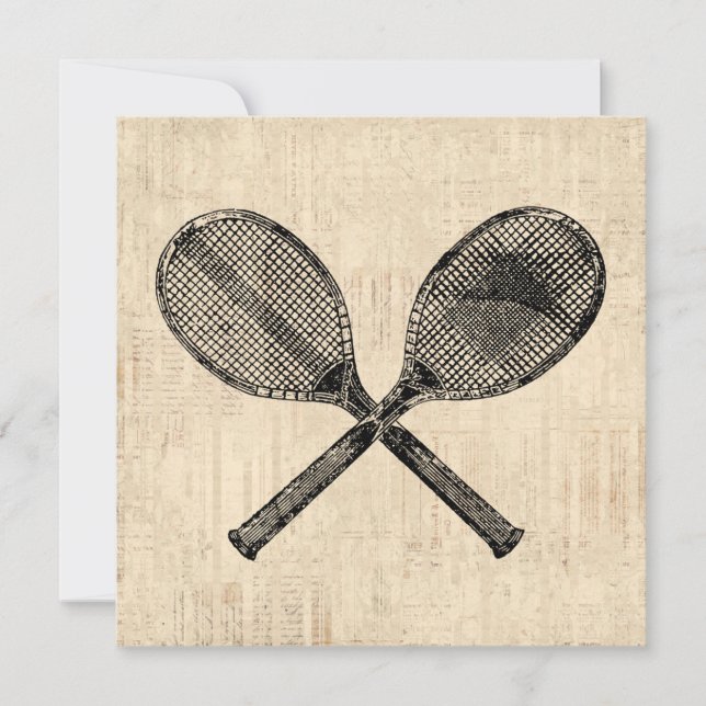 Tennis Rackets Antique Tennis Racquet Script Paper Card (Front)