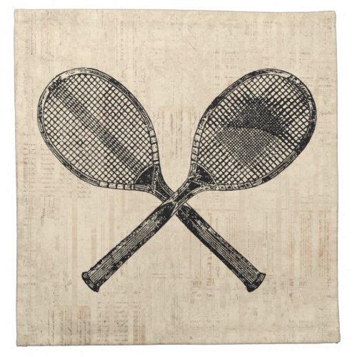 Tennis Rackets Antique Tennis Racquet Script Paper Cloth Napkin