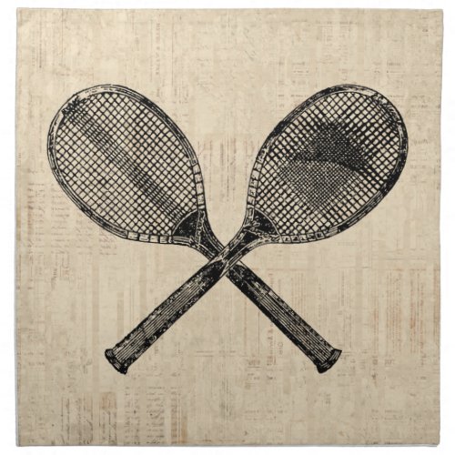 Tennis Rackets Antique Tennis Racquet Script Paper Cloth Napkin