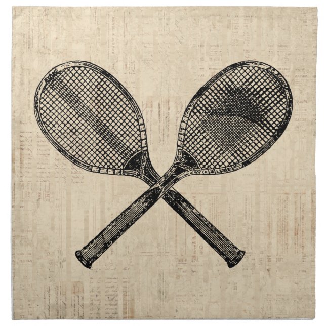 Tennis Rackets Antique Tennis Racquet Script Paper Cloth Napkin (Front)